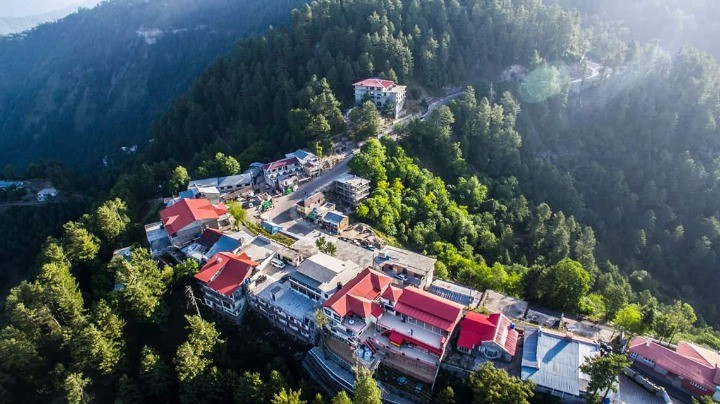 A bird's eye view of the Khaira Gali Pakistan from mountaintop