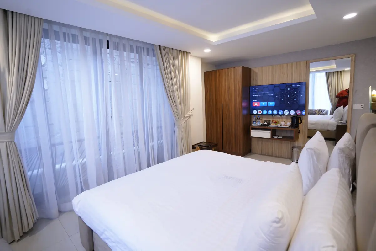 Luxury bathroom with modern accessories in studio room