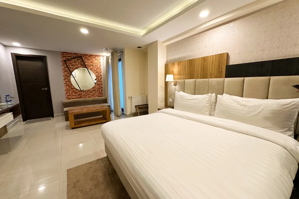 Luxury bathroom with modern accessories in studio room